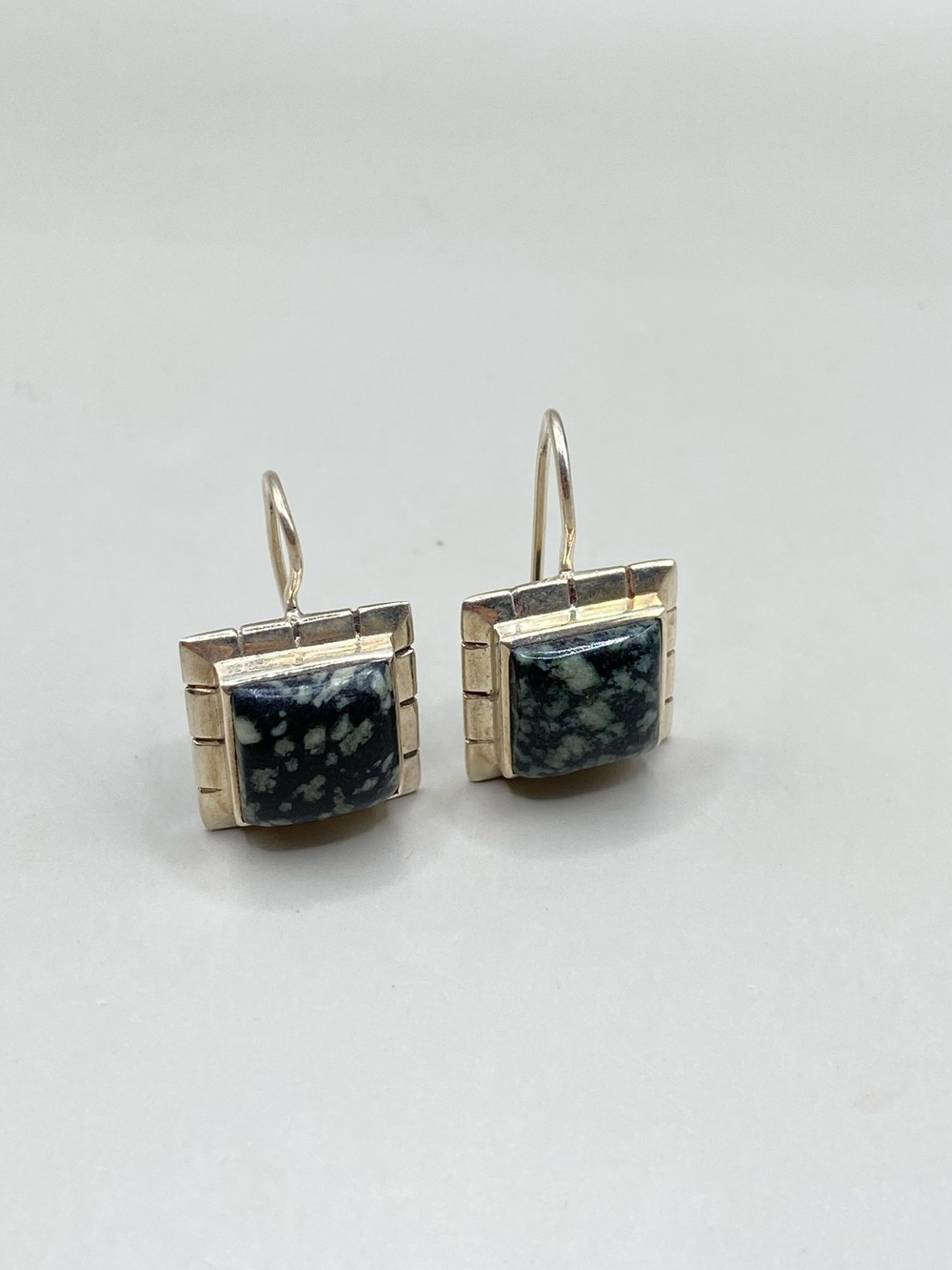 Silpada Green Jasper Square Earrings
